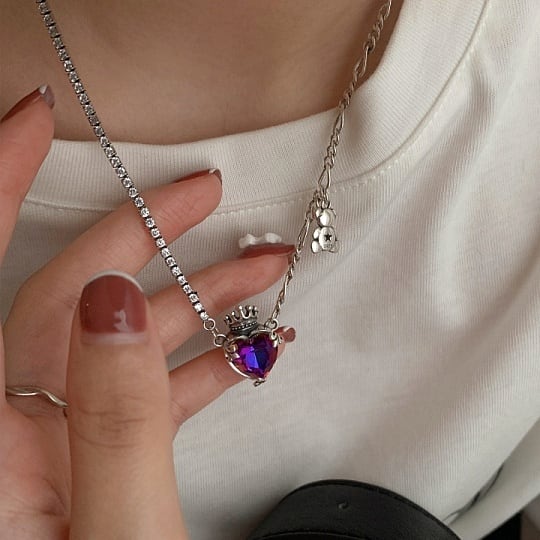 Collier coeur violet - Foriero